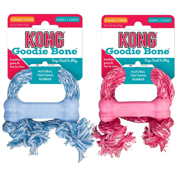 KONG PUPPY GOODIE BONE WITH ROPE XSMALL – Banana-Pet