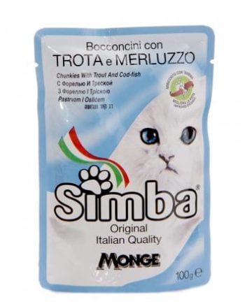 Simba Pouch para Gato - CHUNKIES DE TRUCHA Y BACALAO