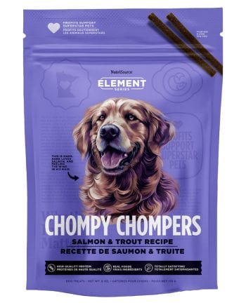 NUTRISOURCE TREATS CHOMPY CHOMPERS PERRO-salmón y trucha  6oz