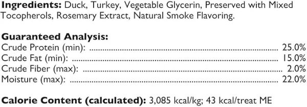 TREAT  NATURAL VALUE DUCK SAUSAGE RECIPE - Perro 13onz