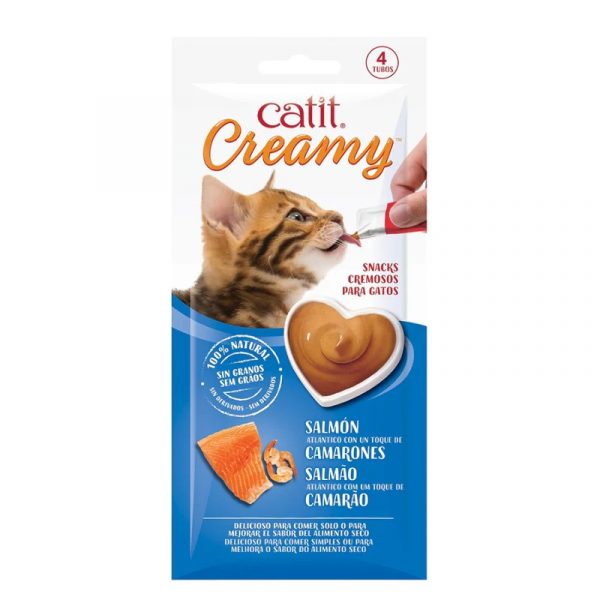 Treats Catit Creamy – Salmón y camarón
