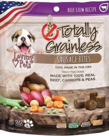 Treats Loving Pets Totally Grainless Beef Stew Sausages 6oz. Perro-Treats sin granos