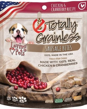 Treats Loving Pets Totally Grainless Sausage Bites Chicken & Cranberries 6oz. Perro-Treats sin granos