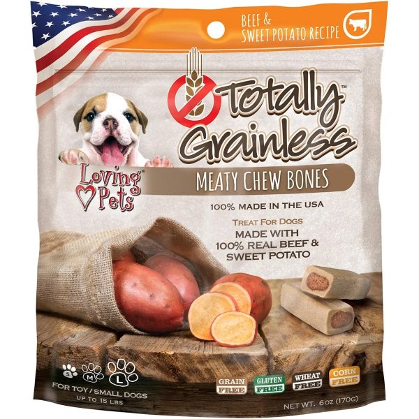 Treats Loving Pets Totally Grainless Beef and Sweet Potato Bones 6oz-Treats sin granos perro