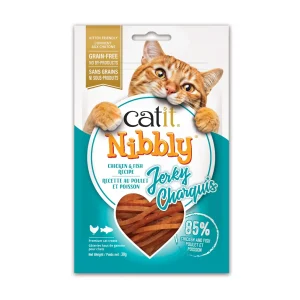 TREATS CATIT NIBBLY JERKY POLLO & PESCADO STRIPS- Grain free 30g