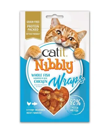 TREATS CATIT NIBBLY WRAPS POLLO Y PESCADO- Grain Free 30g