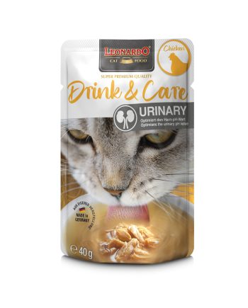 LEONARDO GRAIN FREE DRINK & CARE URINARY GATO-Pouch líquido con trozos de pollo 40g