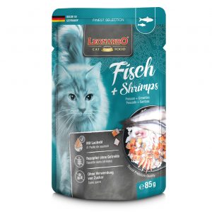 LEONARDO POUCH GRAIN FREE PESCADO Y GAMBAS-Gato 85g