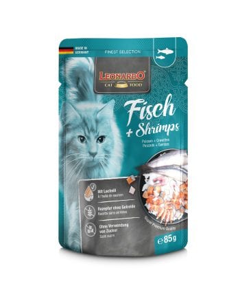LEONARDO POUCH GRAIN FREE PESCADO Y GAMBAS-Gato 85g
