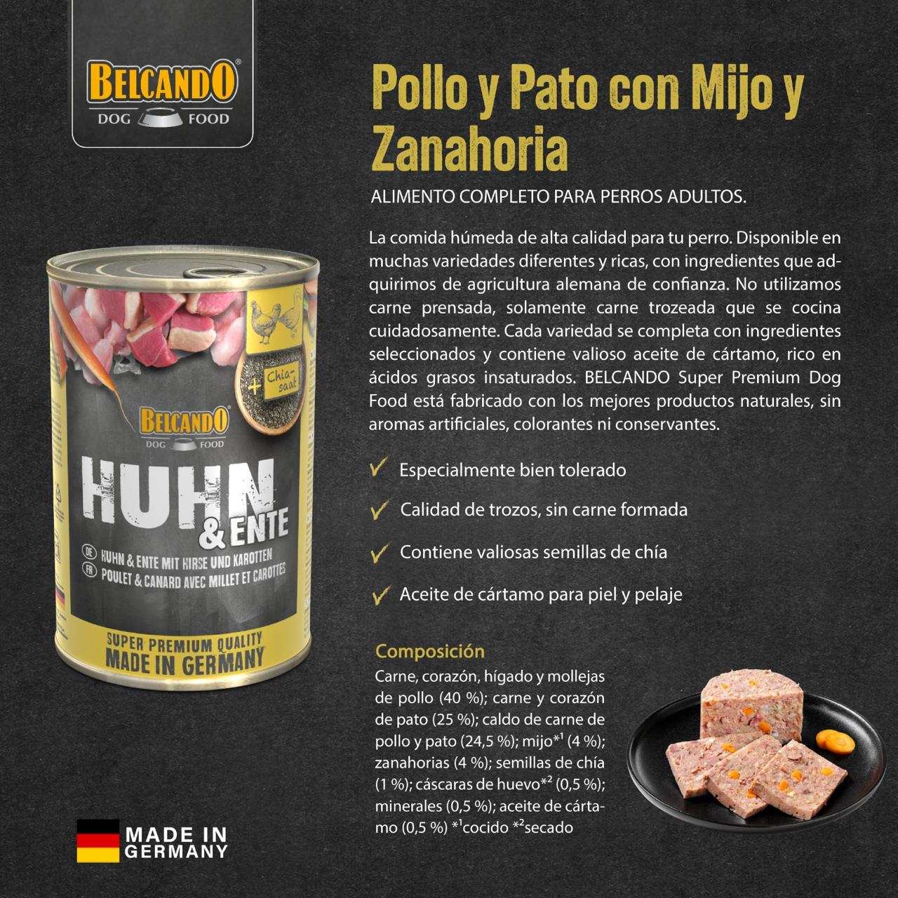 BELCANDO LATA POLLO Y PATO CON MIJO Y ZANAHORIA-PERRO