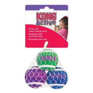 KONG CAT ACTIVE TENNIS BALLS WITH BELLS-Pelotas para gato con sonido